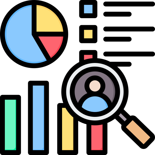 Icon showing research and scanning of details on resume